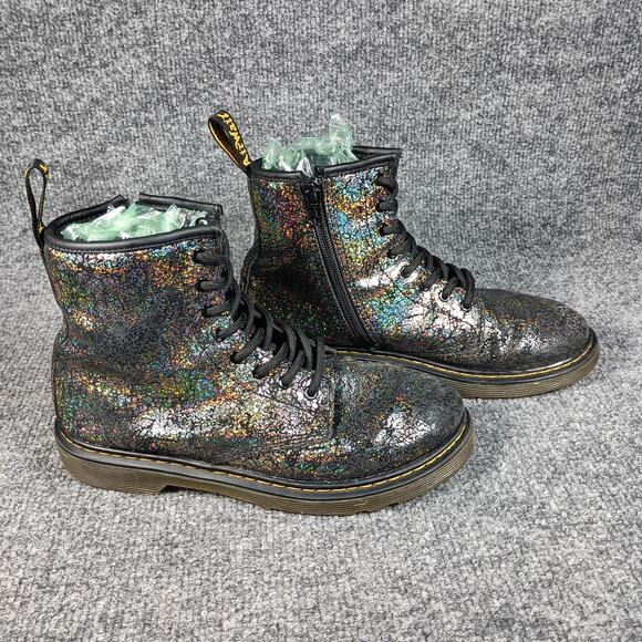 Dr. Martens 1460 Boots Womens Size 5 Black Holographic Crackle Glitter - Picture 1 of 8